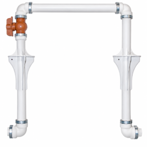 CONJUNTO CAVALETE PREDIAL DN20 EM PVC BRANCO COM REFORCO SEM CONEXOES