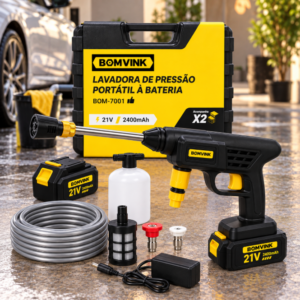 LAVADORA DE ALTA PRESSÃO PORTÁTIL COM 2 BATERIAS - BOMVINK