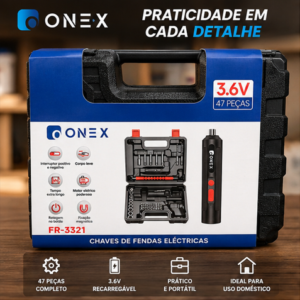 CHAVE DE FENDA ELÉTRICA PARAFUSADEIRA COM BITS ONEX HO063
